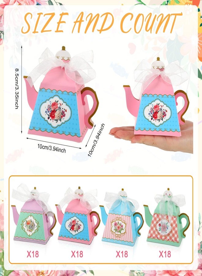 Qilery 72 Pcs Tea Party Favor Boxes Vintage Teapot Candy Boxes Floral Teapot Gift Supplies for Baby Shower Birthday Garden Wedding Decoration(Elegant Color) - Image 2